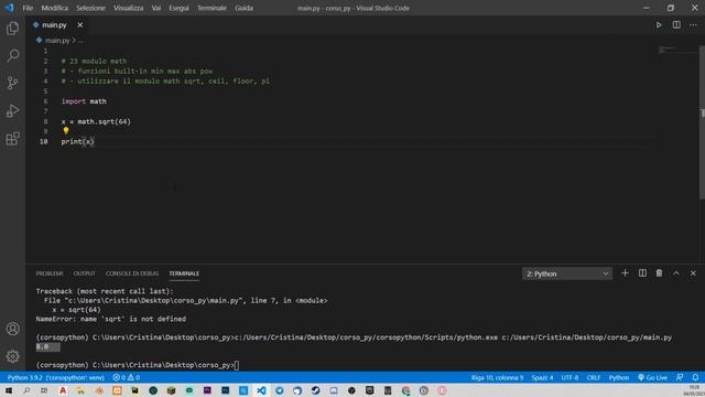 PYTHON Tutorial Italiano 23 - Il modulo MATH per matematica avanzata смотреть онлайн