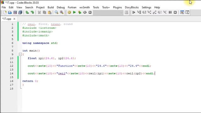 Built-In Functions ceil(), floor(), trunc() and round() | cmath | #C++ | #Demo Program 17 смотреть онлайн