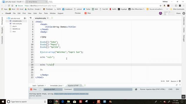 Creating and Iterating Over a PHP Array смотреть онлайн