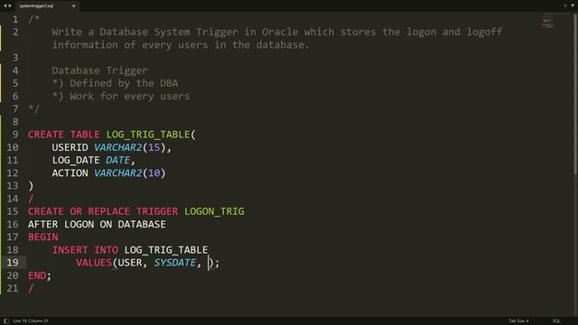 Database System Trigger to store information of logon and logoff of every user - Practical Demo смотреть онлайн