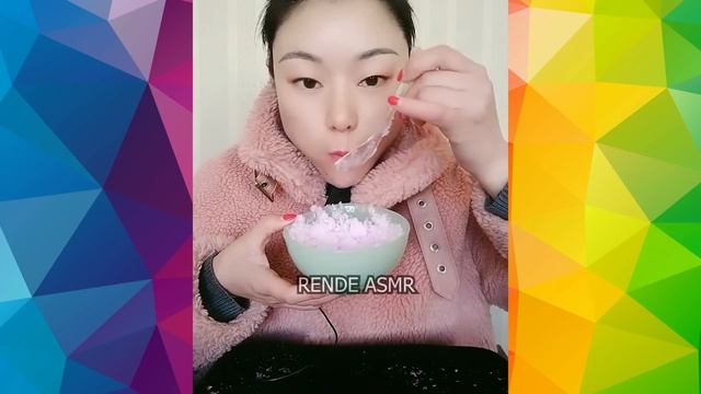 Asmr Mukbang  Eating Colored Basil Seeds Water Filled Ice (crunchy Sounds) Ice Eating #32
