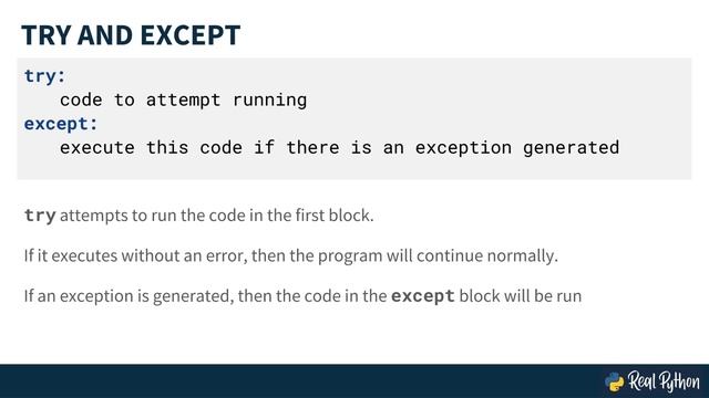 Assertions in Python: How to Use the "try" and "except" Keywords смотреть онлайн