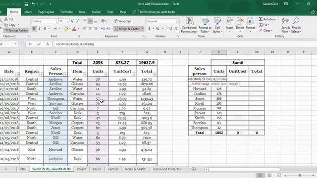 Excel Tutorial 4 - Sumif & use of Dollar sign, Add total for single word or value & error handling смотреть онлайн