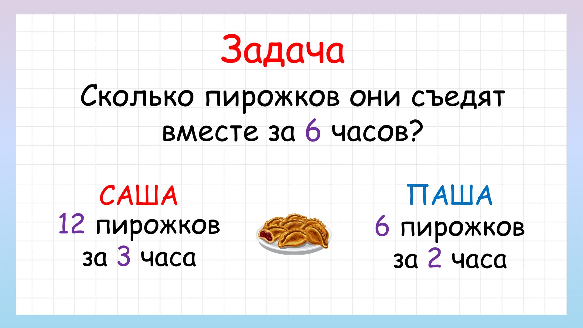 Сколько съели пирожков за 6 часов? Составная задача на совместную работу смотреть онлайн