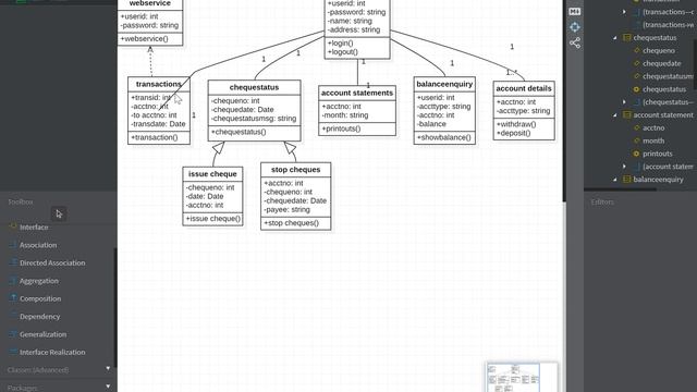 online bank uml class diagram mdj — StarUML UNREGISTERED 2021 06 24 22 57 22 смотреть онлайн