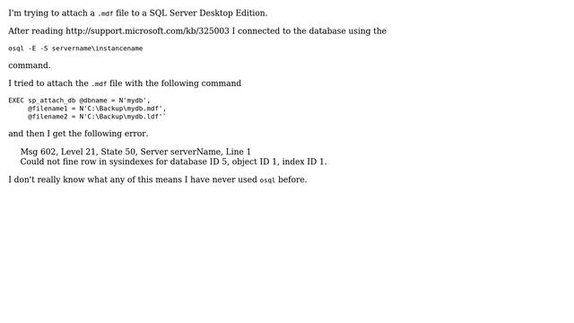 Databases: Mount mdf file to sql server desktop edition смотреть онлайн