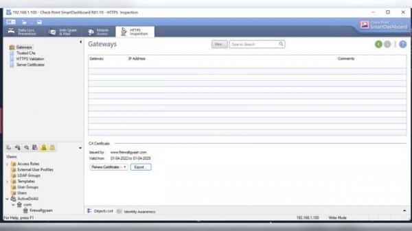 Check Point Firewall: How to create HTTPS Inspection Certificate,Export and Install into Servers LA