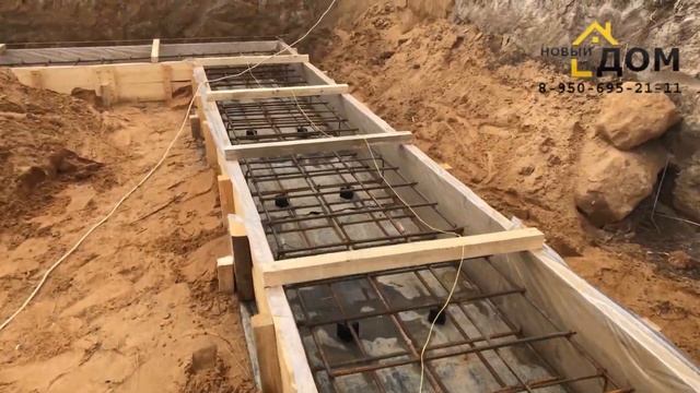 Ленточный фундамент армирование, бетонирование, Брянск, котлован под дом, монолитная лента смотреть онлайн