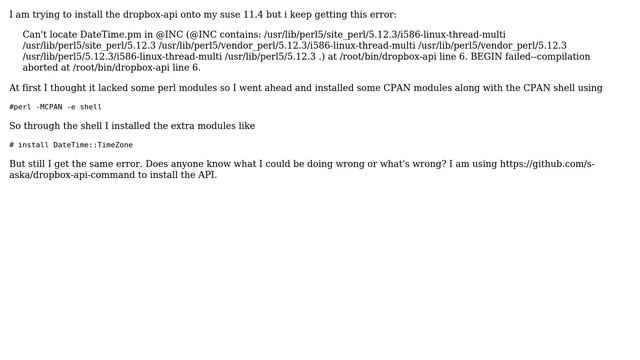 Installing dropbox-api on SUSE fails смотреть онлайн