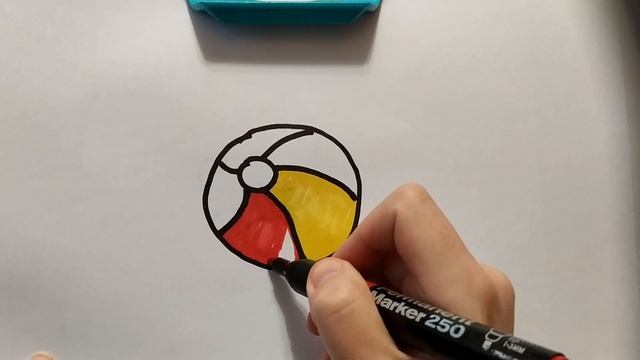 Как нарисовать радужный мяч/Учимся рисовать яркий мяч/Раскраски малышам смотреть онлайн