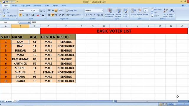Microsoft office Excel -2007 Basic voter List Class -3 смотреть онлайн