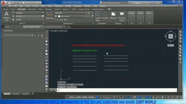HOW TO SOLVE NO SELECTION PROBLEM IN AUTOCAD, OBJECT SELECTED BUT PROPERTIES SHOWING NO SELECTION смотреть онлайн