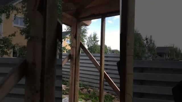 Навес, выравнивание и монтаж каркаса часть 1.