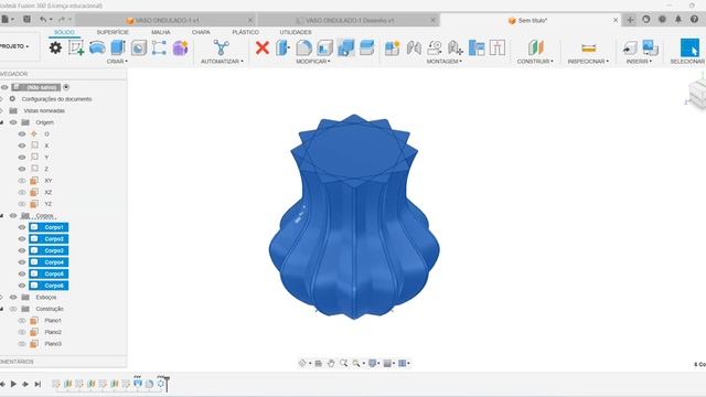 Aula 574 - Modelamento do Vaso Decorativo Ondulado no Fusion 360 смотреть онлайн