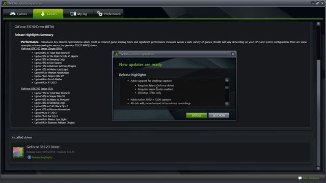 Nvidia Geforce 337.50 Beta Driver & Geforce Experience 2.0 Support for Notebooks смотреть онлайн
