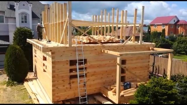 Видео отчет строительство дома из бруса проект Д84 смотреть онлайн