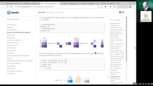 Лекция по курсу ТМО - 10.03.2021, библиотеки Numpy, Pandas смотреть онлайн