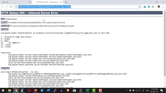 Apache Tomcat - JSP - Servlet - Directive Page directive error page and others - Video 32 смотреть онлайн