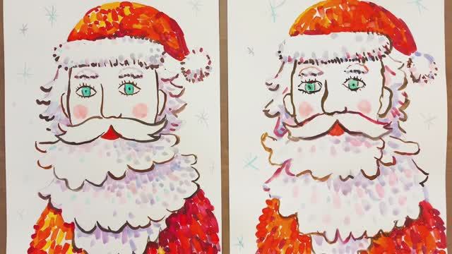 Как нарисовать ДЕДА МОРОЗА, САНТА КЛАУСА смотреть онлайн