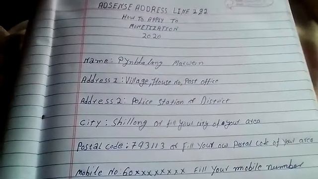 AdSense Address Line 1 And 2