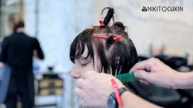 how to cut curly hair bob haircut tutorial смотреть онлайн
