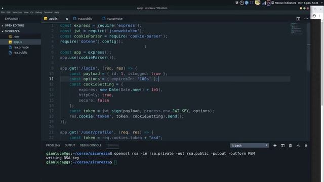Maestro Node.js | JSON Web Token (Implementazione algoritmo di crittografia a chiave pubblica RSA) смотреть онлайн