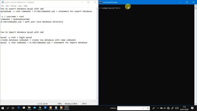 how to export and import mysql database with cmd | command prompt.. смотреть онлайн