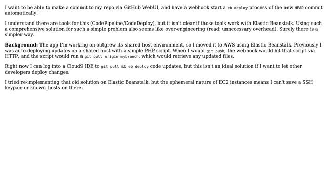 What's the simplest way to make a git push on a branch automatically deploy to my AWS Elastic... смотреть онлайн