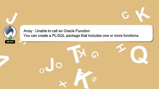 Array : Unable to call an Oracle Function смотреть онлайн