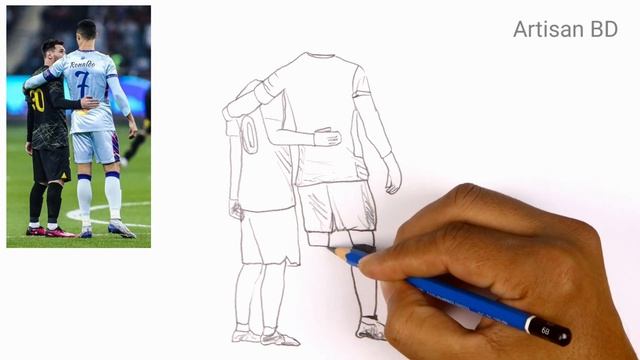 Drawing of Step By Step Easy Cristiano Ronaldo & Lionel Messi Pencil sketch | From Football Player смотреть онлайн