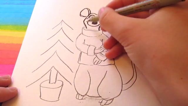 Как нарисовать КРЫСУ с Ёлкой? СИМВОЛ 2020 ГОДА! Рисуем простой новогодний рисунок! смотреть онлайн
