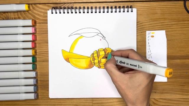 Как нарисовать "Манго" скетч маркерами | Рисунок для начинающих, поэтапно и легко смотреть онлайн
