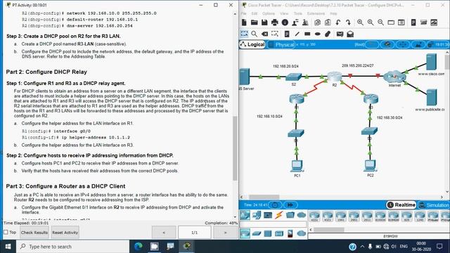 7.2.10 Packet Tracer - Configure DHCPv4 смотреть онлайн
