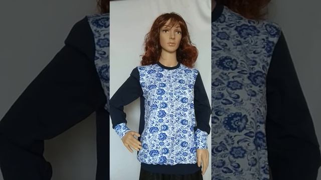 Трикотажная блуза "Гжель" смотреть онлайн