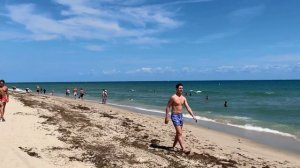 Жаркий день на прогулке по пляжу Майами _ прогулка по пляжу
