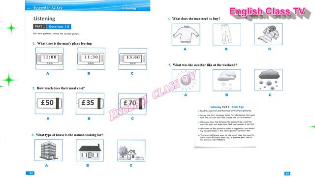 Ket Listening TEST 1 Part 1 | Succeed in A2 Key Revised Exam 2020 | Ket Cambridge Listening Test. смотреть онлайн