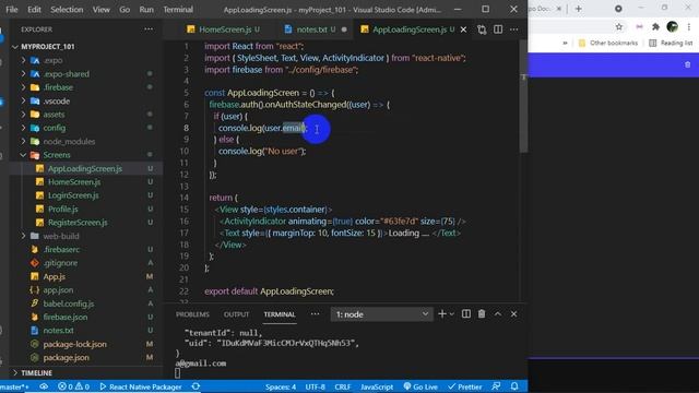 ReactNative101 Part53 onAuthStateChanged UserObject HideShowActivityIndicator смотреть онлайн