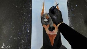 Ежедневное искусство №27 / Акрил/ Рисуем Собаку. Как нарисовать Собаку породы доберман.