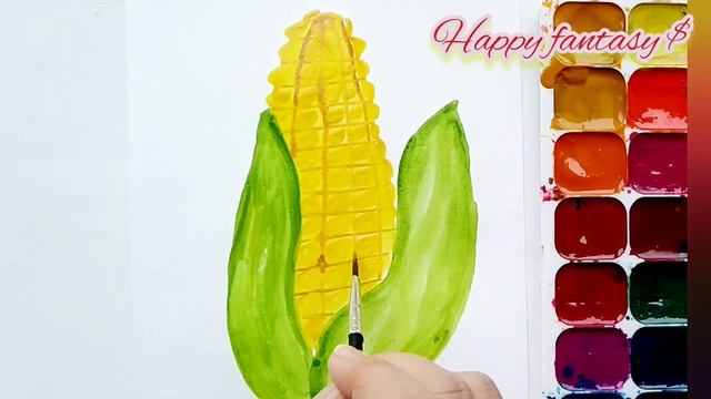 Кукуруза акварелью! Лёгкие рисунки для начинающих!! смотреть онлайн