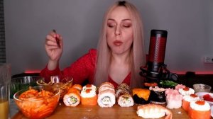 MUKBANG | Суши/роллы, закуски | Sushi rolls | не ASMR
