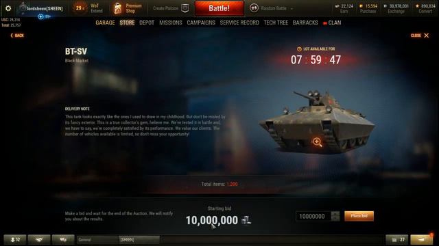 World of Tanks - BT-SV in the black market || lordsheen смотреть онлайн