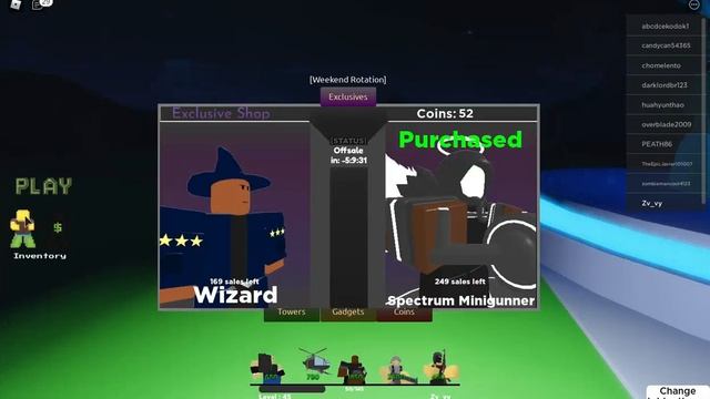 Roblox base defense -Buying the exclusive tower (Spectrum minigunner) смотреть онлайн
