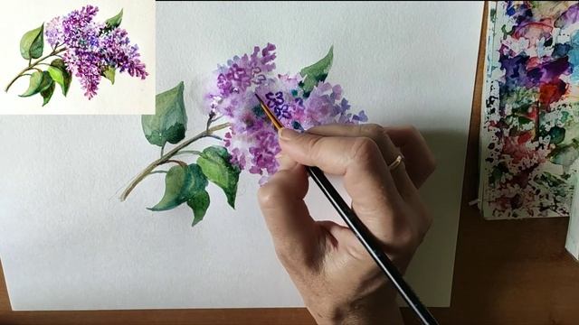 Как нарисовать сирень акварелью. Мастер-класс // Short watercolor painting tutorial: lilac смотреть онлайн