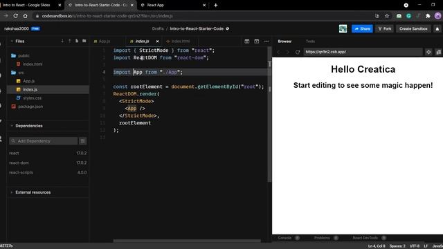 Intro to React with Rakshaa Viswanathan - Creatica Hackathon смотреть онлайн