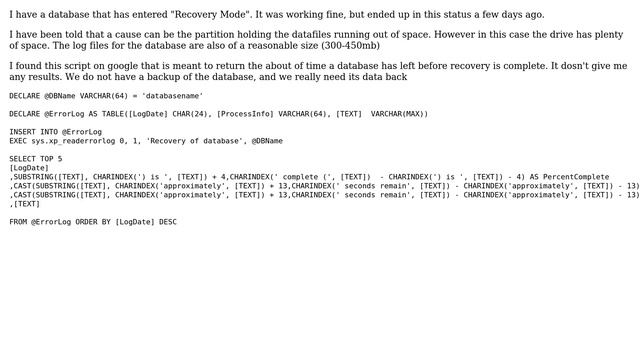 Databases: Database Is In InRecovery Mode. (2 Solutions!!) смотреть онлайн