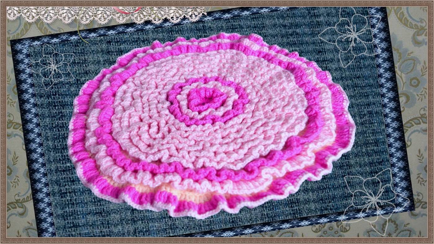 Как связать двухслойный коврик для кота крючком. смотреть онлайн