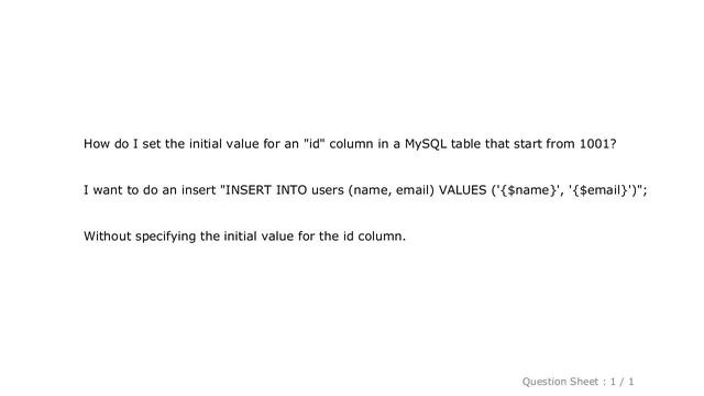 MySQL : How to set initial value and auto increment in MySQL? смотреть онлайн