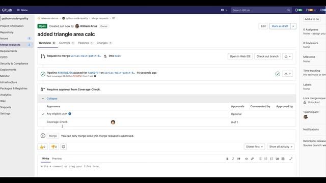 GitLab 14.1: Coverage Check Approval Rule Demo смотреть онлайн