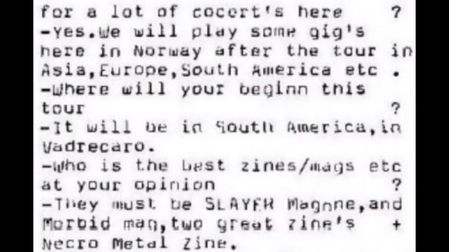 MAYHEM (nor) Euronymous interview Butcher zine #1 1989 (brasil) смотреть онлайн