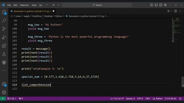 🚀 Unlock the Power of Python Generators with Sadiq Ali! 🐍 Python Tutorial # 21